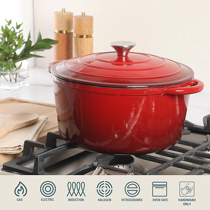 Gibson Home Addlestone 7 Qt Enameled Cast Iron Dutch Oven Pot - Image 4