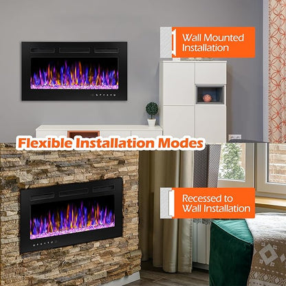 30" Electric Fireplace Wall Mounted and Recessed - Image 9