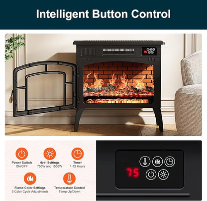Royalcraft Electric Fireplace Heater, Freestanding Electric Fireplace Stove - Image 5