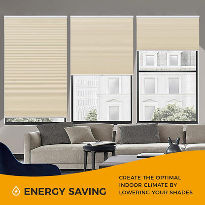 HOMEDEMO Cellular Shades Cordless Beige-Blackout 27" W x 64" H | Honeycomb Shade Blinds, Thermal Insulated Noise Reduction for Windows Inside & Outside Mount