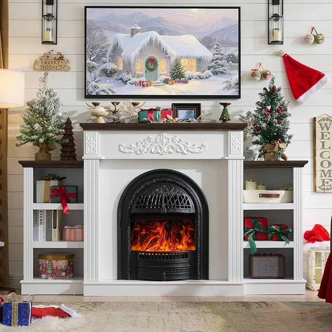 78" Electric Fireplace with Mantel, Electric Fireplaces TV Stand up to 90 Inch - Image 3