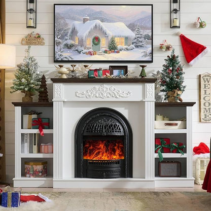 78" Electric Fireplace with Mantel, Electric Fireplaces TV Stand up to 90 Inch - Image 3