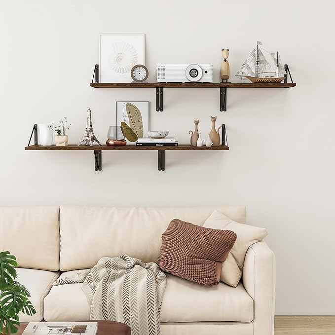 Deep Floating Shelves for Wall, 12 Inch Deep Floating Shelves Set of 3 - Image 6
