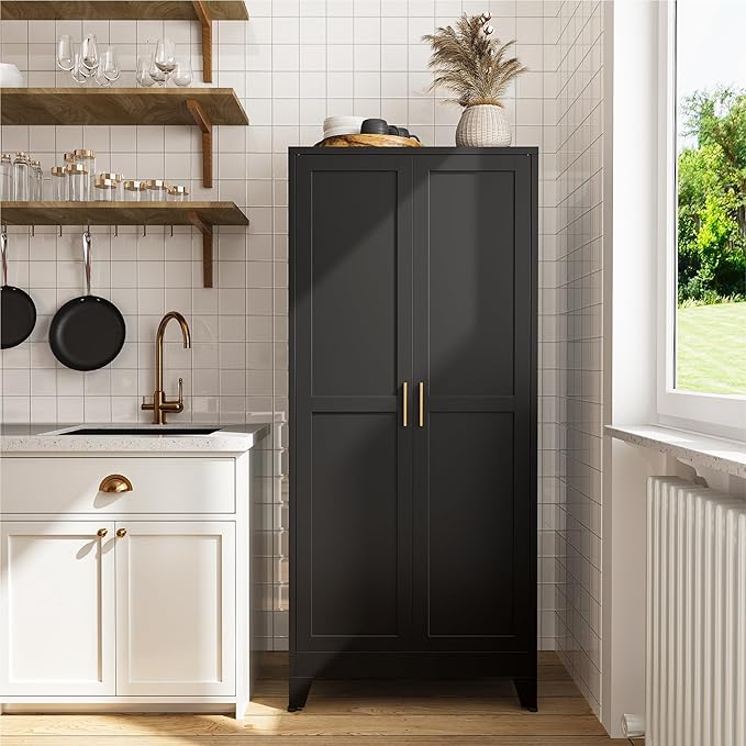 COFaR 61" Tall Pantry Cabinet in Black, Modern Storage Cabinet - Image 3