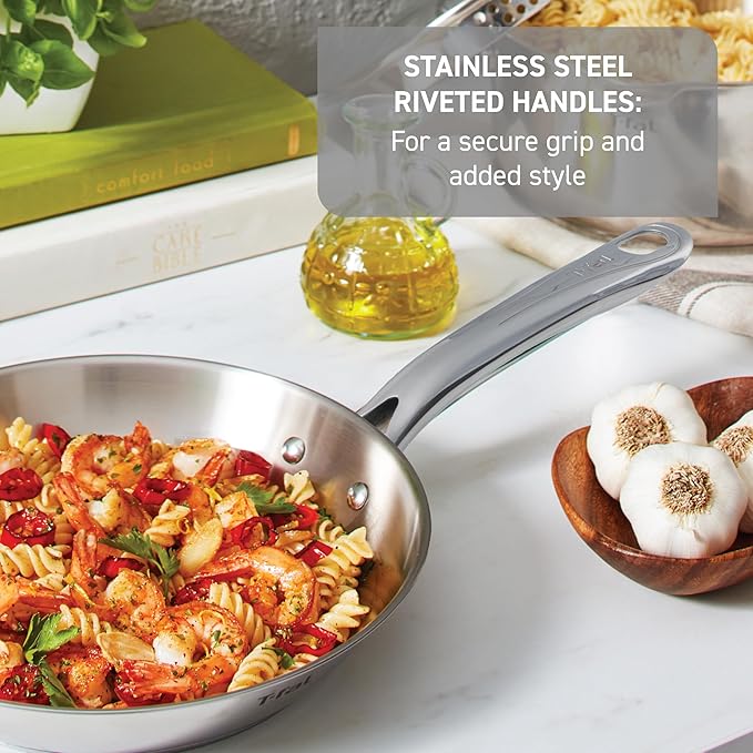 T-fal Stainless Steel Cookware Set, 11 Piece, Induction Cookware, Oven Safe to - Image 6
