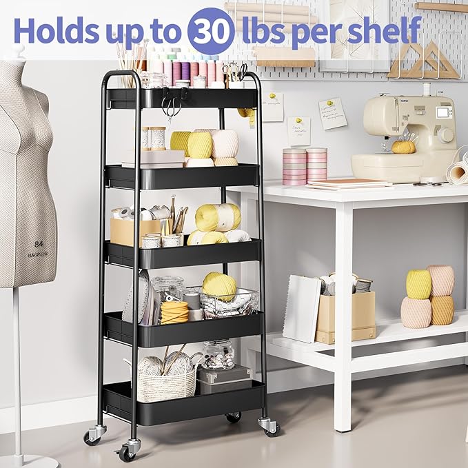 TOOLF 5-Tier Metal Rolling Cart - Image 2
