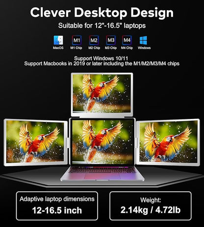 FOPO 14" Laptop Screen Extender, FHD 1200P IPS Monitor Extender, Just 1 Cable - Image 5