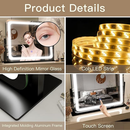 FENNIO Vanity Mirror with Lights 22"x17", LED Lighted Makeup Mirror, Large - Image 7