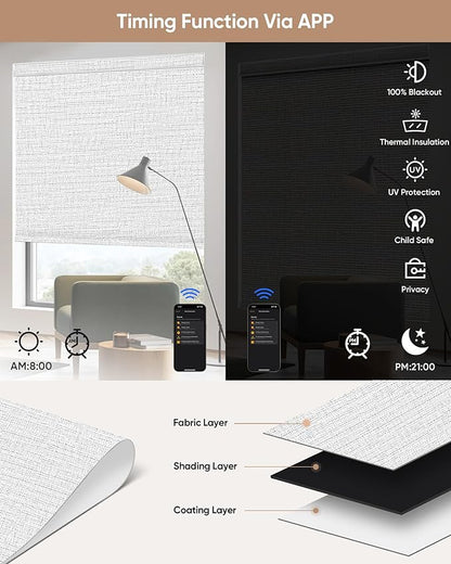 Kincmo Motorized Blinds with Remote, 100% Blackout Motorized Roller Shades Work - Image 4