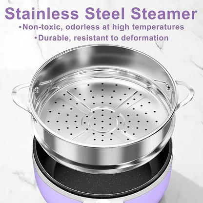 Dezin Hot Pot Electric with Steamer Upgraded, Non-Stick Sauté Pan, Rapid - Image 3