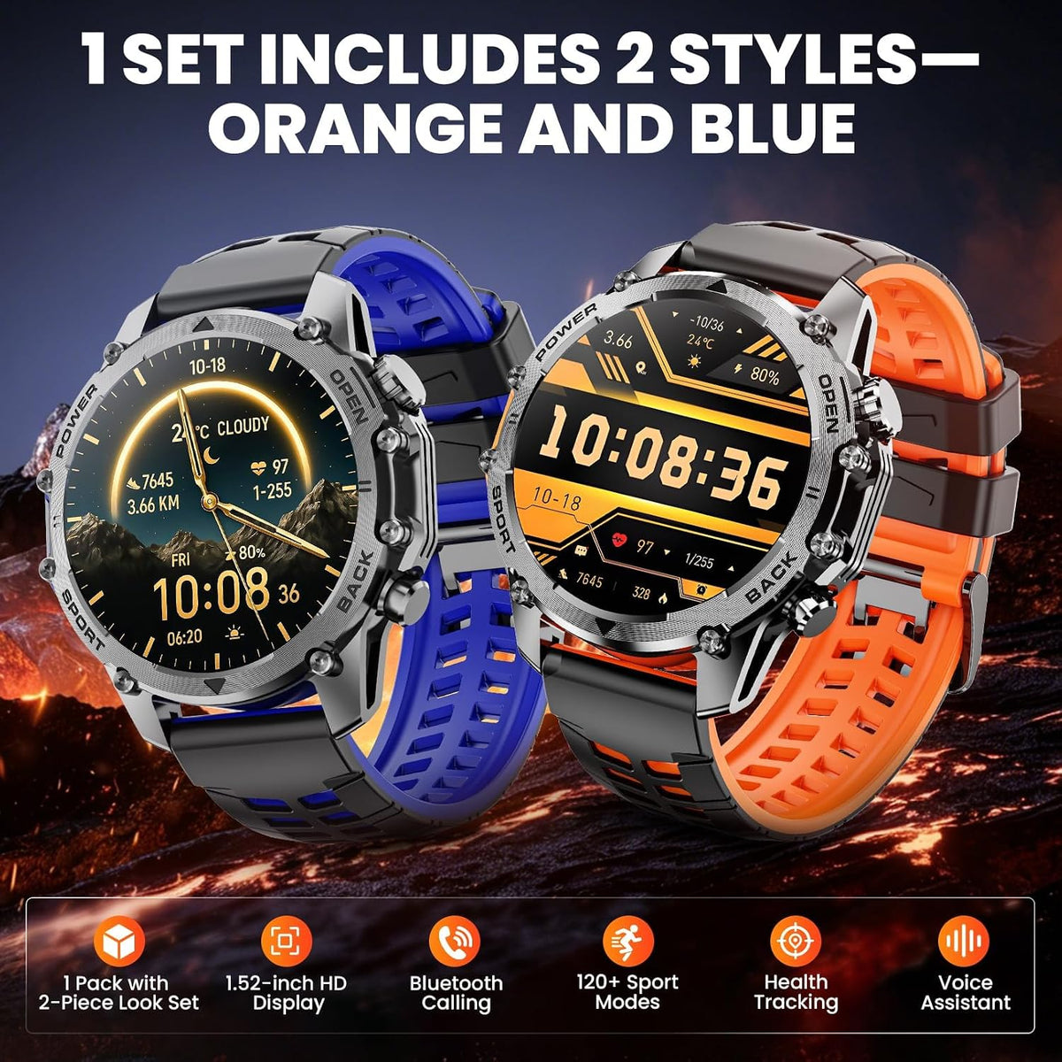 hwagol smart watches for men (call/notification),1.52''hd military smart shown in use