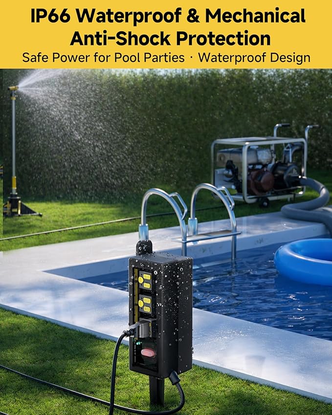 IP66 Outdoor Power Strip Waterproof, Iwister Heavy Duty Surge Protector - Image 2