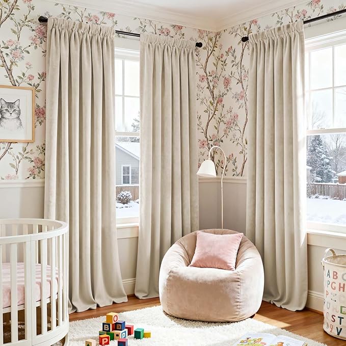 Lazzzy Velvet Blackout Extra Long Curtains Thermal Insulated Room Window Drapes - Image 9