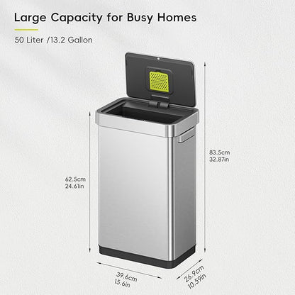 EKO Deluxe Mirage-T 50 Liter / 13.2 Gallon Touchless Rectangular Motion Sensor - Image 2