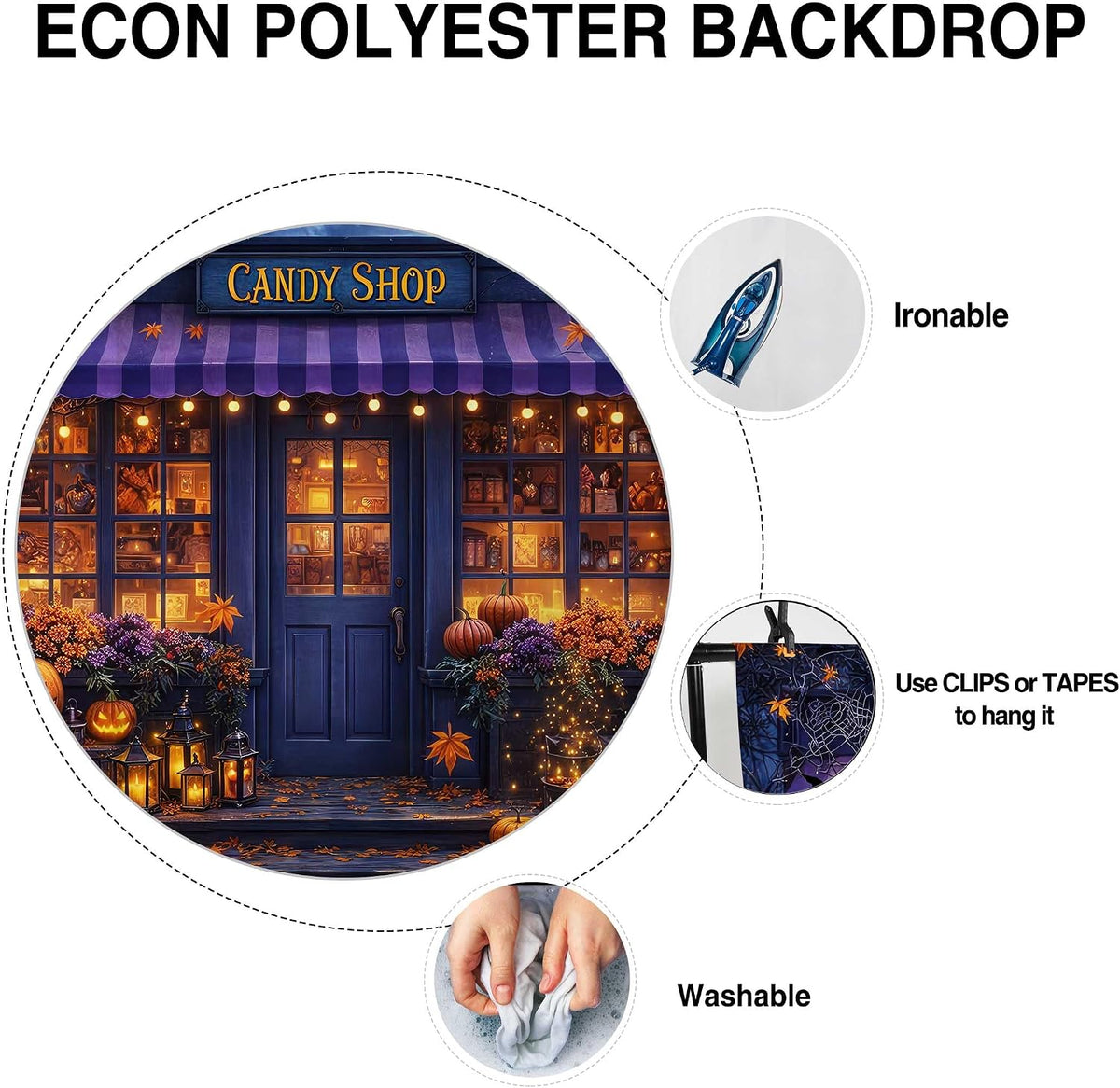 Allenjoy 96" x 72" Halloween Candy Shop Photography Backdrop with P...