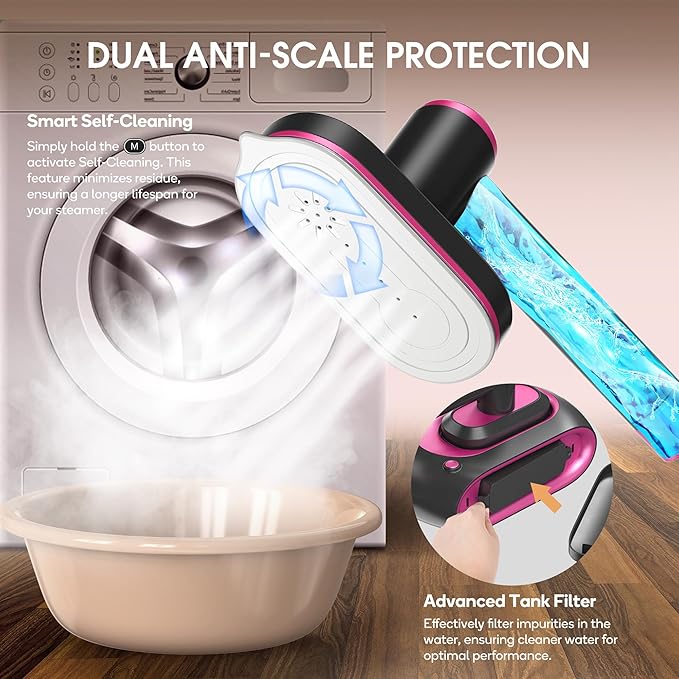 Newbealer 2In1 Pro Steam Station Iron, 1550W Turbo 3-level Steam & 3 Dry Heat - Image 9