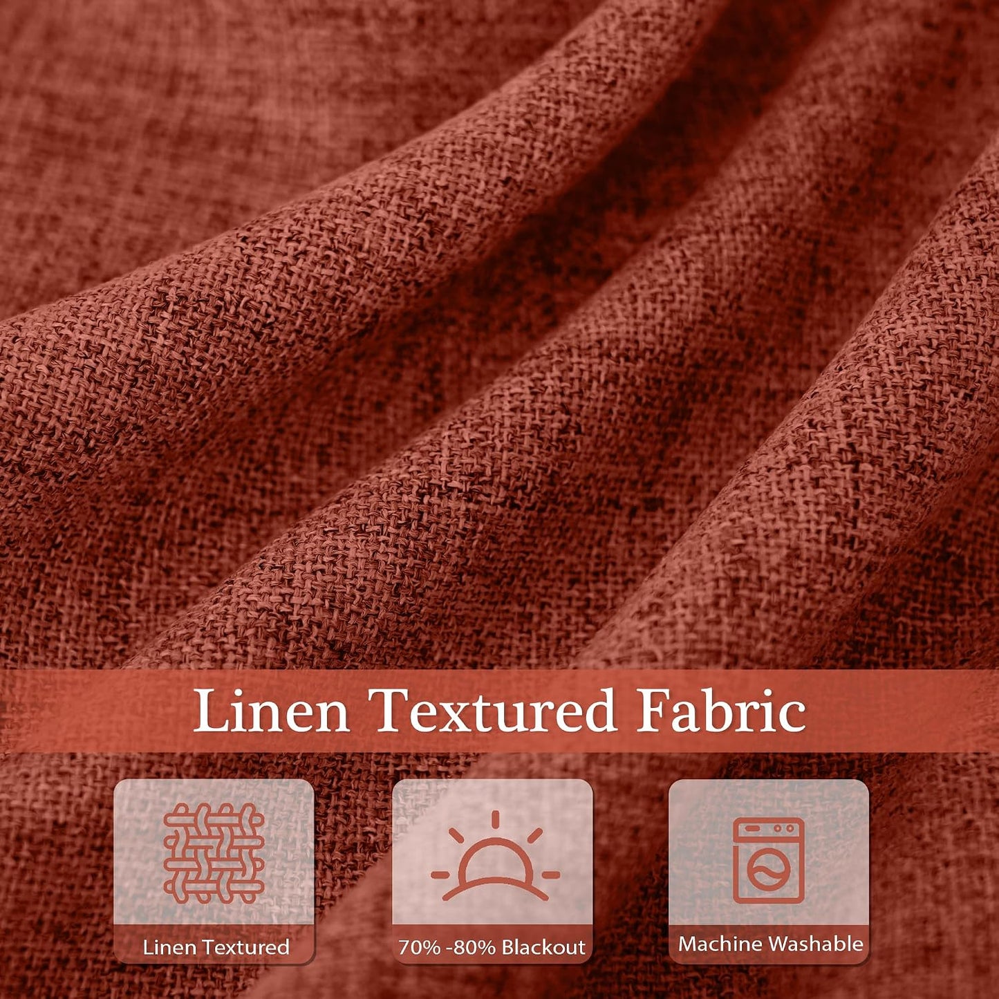 DriftAway Double Layer Linen Blackout Tie Up Curtains Thermal Insulated Fully Lined Balloon Roman Shade Bathroom Window Adjustable Rod Pocket for Small Window 39 Inch by 55 Inch Burnt Orange