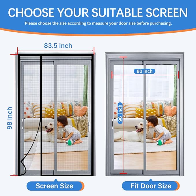 Magnetic Screen Door Mesh Left Right Side Opening Upgraded PET Material Mesh - Image 2