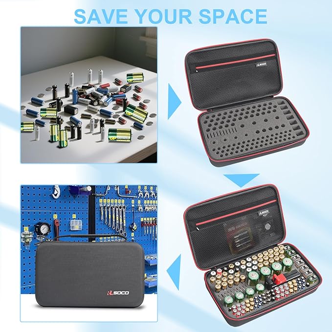 RLSOCO Battery Organizer Storage Case Holder Stores Up to 120+ Batteries: AA - Image 7