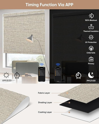 Kincmo Motorized Blinds with Remote, 100% Blackout Motorized Roller Shades Work - Image 4