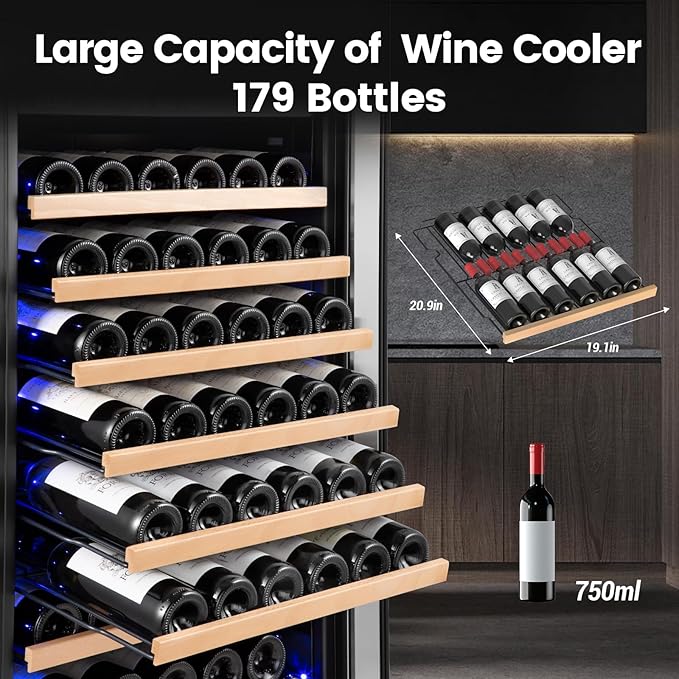 24 Inch Wine Cooler Refrigerator Freestanding, Large Tall Built-in 154-Bottles - Image 3