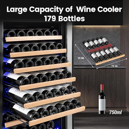 24 Inch Wine Cooler Refrigerator Freestanding, Large Tall Built-in 154-Bottles - Image 3
