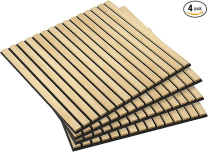 HOMCOM 4 Pack 3D Acoustic Panels, Wood Slat Wall Paneling by HOMCOM