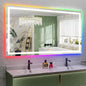 YEELAIT 65x36 Inch RGB LED Bathroom Mirror Front Light and RGB Backlit Lighted by YEELAIT