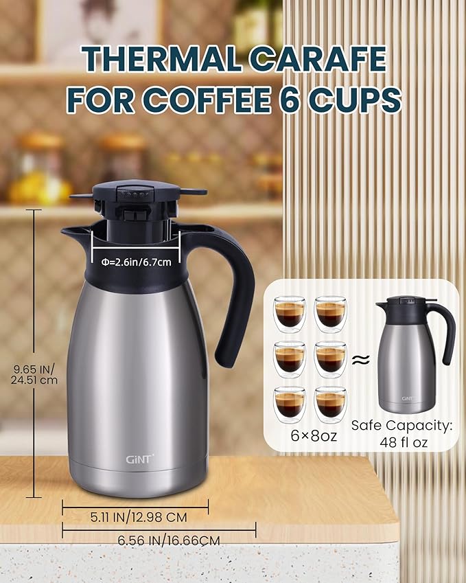 GiNT 51Oz Stainless Steel Thermal Coffee Carafe - Image 6