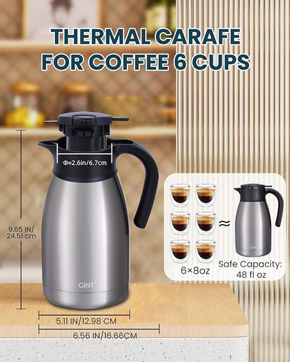 GiNT 51Oz Stainless Steel Thermal Coffee Carafe - Image 6