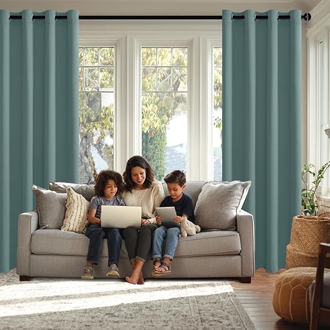 JIUZHEN Stone Blue Blackout Curtains - Image 3