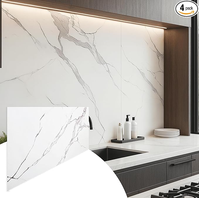 Dundee Deco Faux Marble Wall Panels - 2 ft X 4 ft - Glossy by DundeeDeco