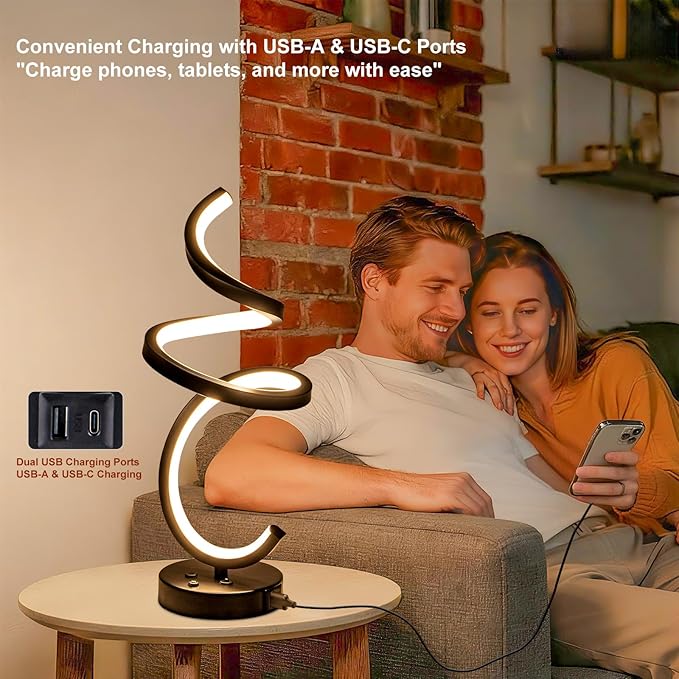RGB Spiral LED Table Lamp, Dimmable Creative Bedside Lamp, Modern Color - Image 4
