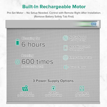 Kilonity Motorized Roller Shades, Light Filtering Remote Control Custom Window - Image 3