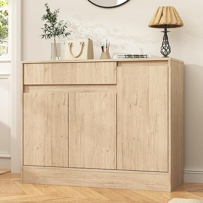 Shoe Cabinet Storage with 3 Doors, Freestanding Shoe Cabinet with Drawer & - Image 9