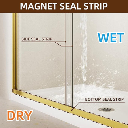 Shower Door, 44-48" W x 70" H Semi-Frameless Double Sliding Glass Shower Door - Image 5