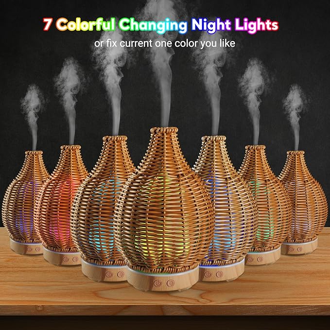 Boho Essential Oil Diffuser for Home Rattan Weaving - Image 5