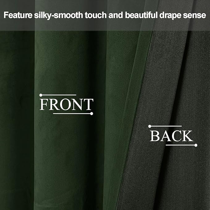 JIUZHEN Oliver Green Velvet Curtains 90 inches - Image 4