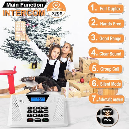 SANZUCO Intercoms Wireless for Home Upgraded, Hands Free Intercom 5300ft - Image 2