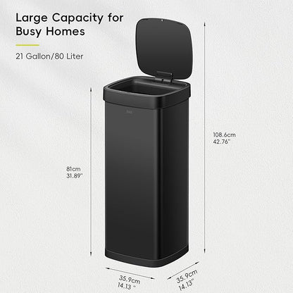 EKO EcoSmart 80L / 21.1 Gallon Motion Sensor Trash Can – Tall, Large Touchless - Image 2