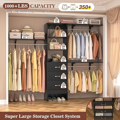 Armocity 96 Inches Closet System, 8FT Walk In Closet Organizer - Image 3