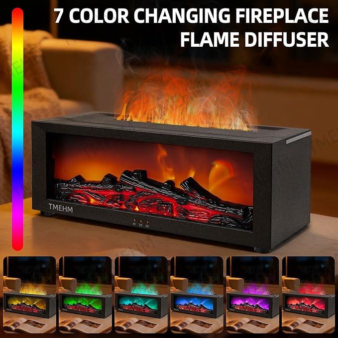 Fireplace Flame Air Diffuser Humidifier, 7 Colors Aromatherapy Essential Oil - Image 5