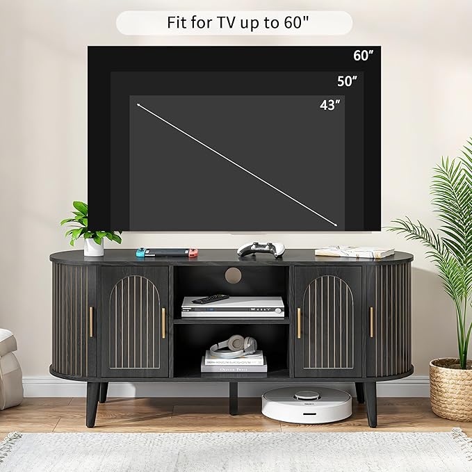 51" Fluted TV Stand, Mid-Century Modern Entertainment Center - Image 4