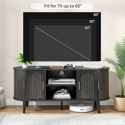 51" Fluted TV Stand, Mid-Century Modern Entertainment Center - Image 4