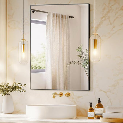 Bathroom Vanity Mirror for Wall, HD Shatterproof Glass, Hangs Horizontally or - Image 2