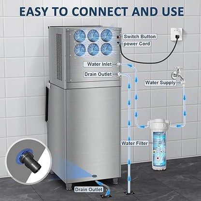 Commercial Ice Maker Machine 500LBS/24H 360LBS Ice Bin LCD Touch Screen Self - Image 5