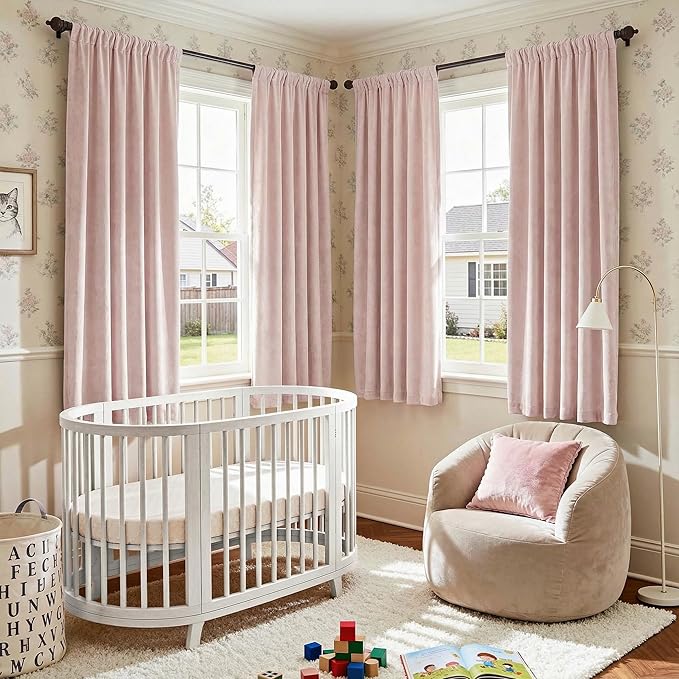 Lazzzy Velvet Blackout Curtains Thermal Insulated Room Window Drapes Super Soft - Image 5