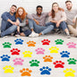 ReliThick 30 Pcs Large Paw Print Floor Decals Wall Clings Window Stickers | Self Adhesivereusable Multicolor Vinyl Paw Print Decals, 7.6 Inch Dog Footprint for Bedroom, Living Room Home Wall Decoration