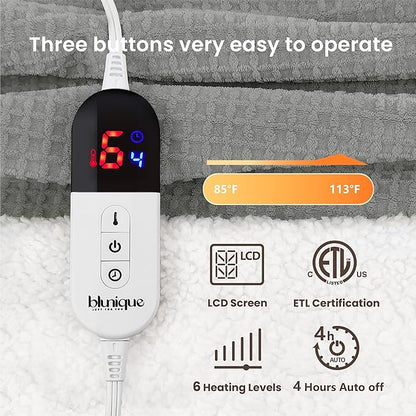 Heated Blanket Electric Throw Waffle, 50x60 Inches Sherpa Fleece Fast Heating - Image 5