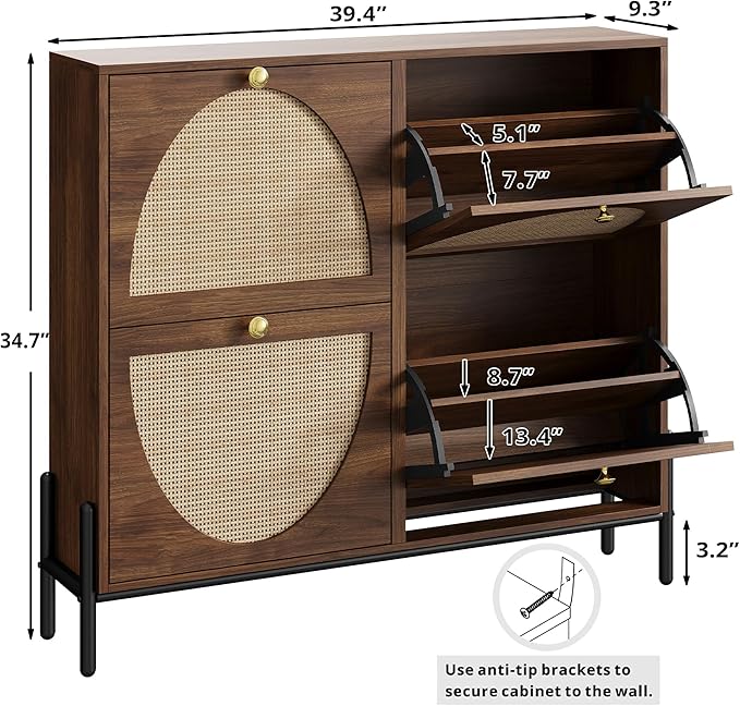 IRONCK Rattan Shoe Cabinet Storage - Image 3